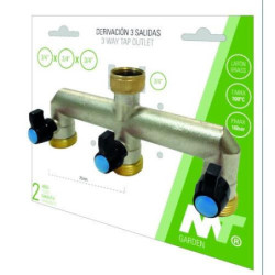 DERIVACION GRIFO JARDIN LATON 3 SALIDAS 3/4HX3/4M