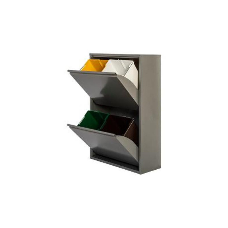 ARMARIO METAL RECICLAJE 4 CUBETAS GRIS X530.07/MG ARMARIO METAL RECICLAJE 4 CUBETAS GRIS X530.07/MG
