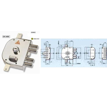 CERRADURA CR-3450 DCHA. ESMALTADO + BARRAS CODIVEN