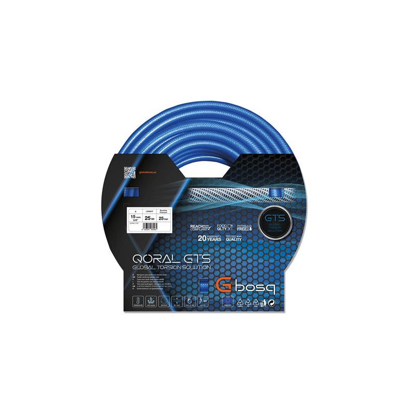 MANGUERA C/REFUERZO 19MMX25M. QORAL GTS AZUL 96048