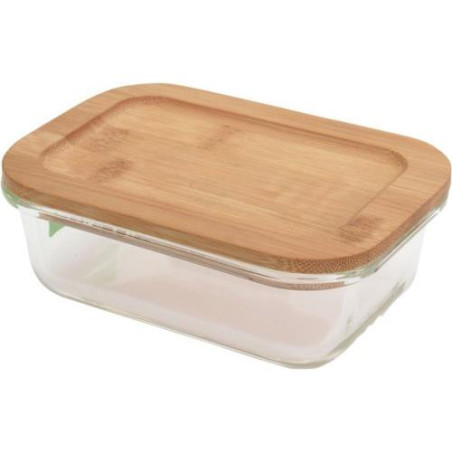 CONTENEDOR ALIMENTOS CRISTAL C/TAPA BAMBU 370ML.