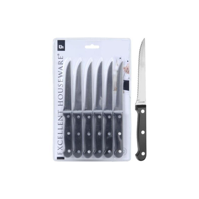 BLISTER 6 CUCHILLOS CARNE NEGRO