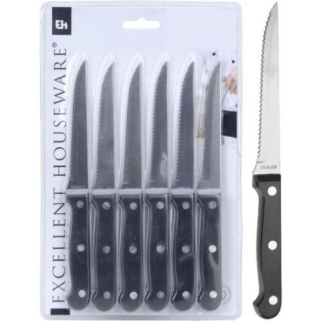 BLISTER 6 CUCHILLOS CARNE NEGRO