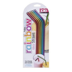 SET 7 PAJITAS REUTILIZABLES ACERO INOX.COLOR.12582
