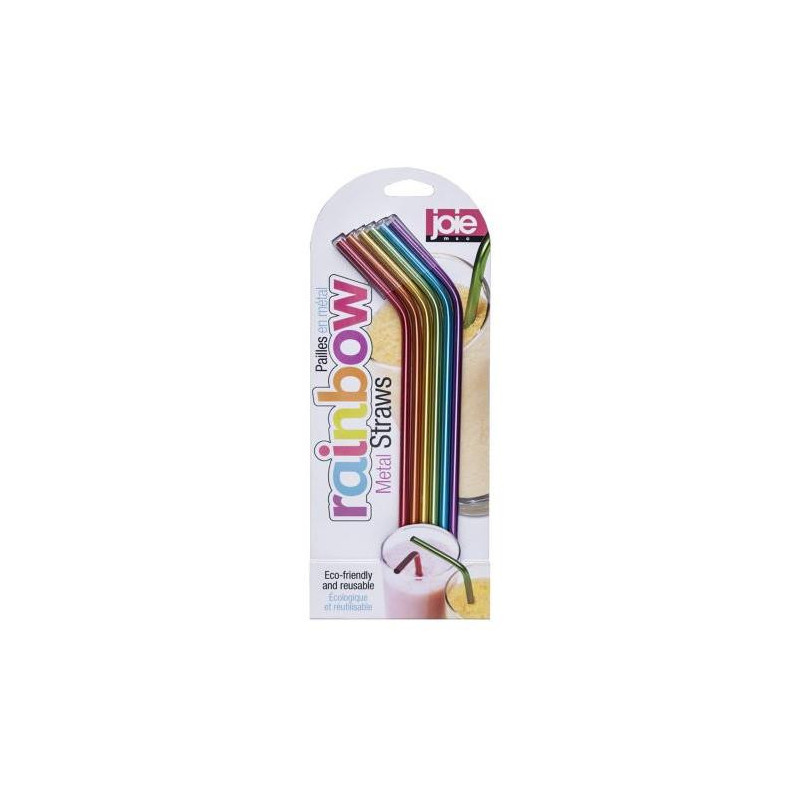 SET 7 PAJITAS REUTILIZABLES ACERO INOX.COLOR.12582