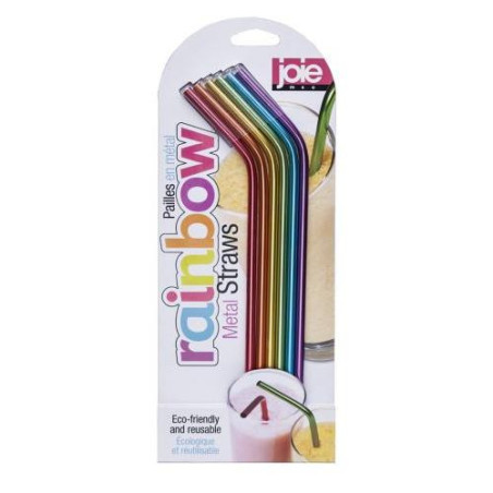 SET 7 PAJITAS REUTILIZABLES ACERO INOX.COLOR.12582