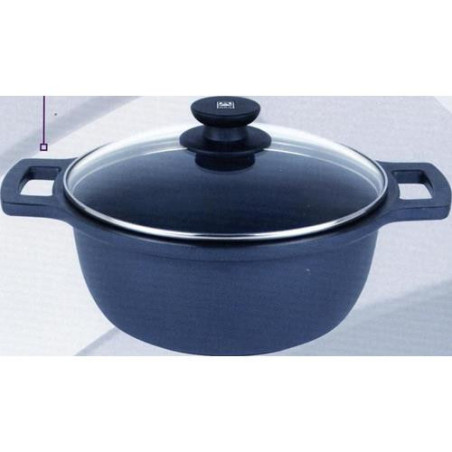 CACEROLA ALTA AL. FUNDIDO CON TAPA CRIS 32 CM.