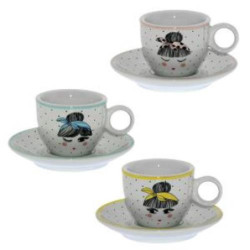 SET 6 TAZAS CAFE CON PLATO PORCELANA 09107