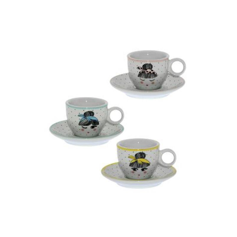 SET 6 TAZAS CAFE CON PLATO PORCELANA 09107