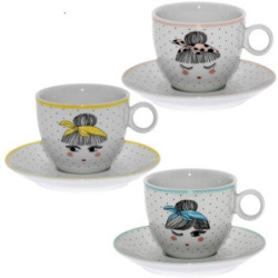 SET 6 TAZAS TE CON PLATO PORCELANA 09108