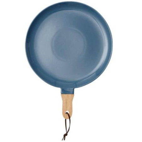 PLATO CON MANGO DE MADERA COLOR AZUL