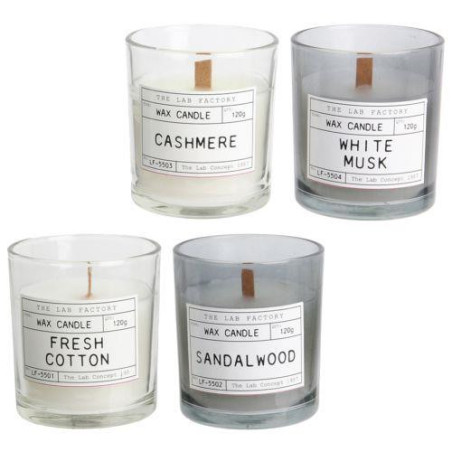 VELA CON VASO MECHA MADERA 120GR.BO5204