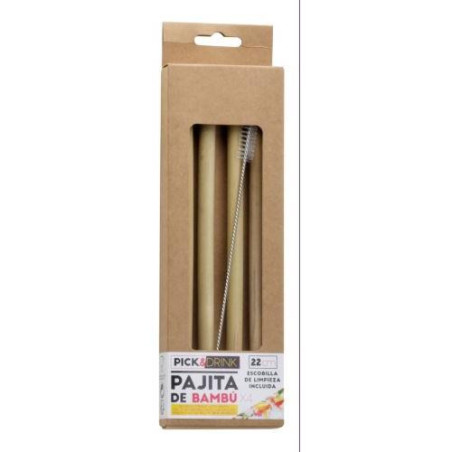 SET 4 PAJITAS REUTILIZABLES BAMBU KV7271