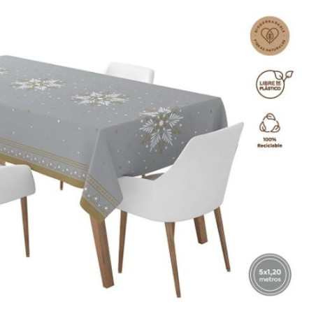 ROLLO MANTEL 1,2X5CM NAVIDAD PLATA ESTAMPADO 7768