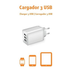 ENCHUFE CON 3 CARGADORES USB 420046