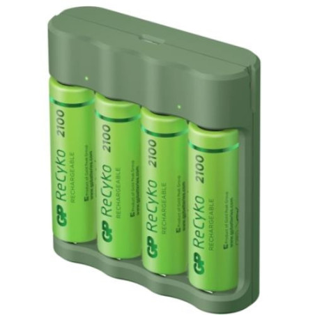 CARGADOR GP RECYKO 4 PILAS AA O AAA + 4 PILAS AA
