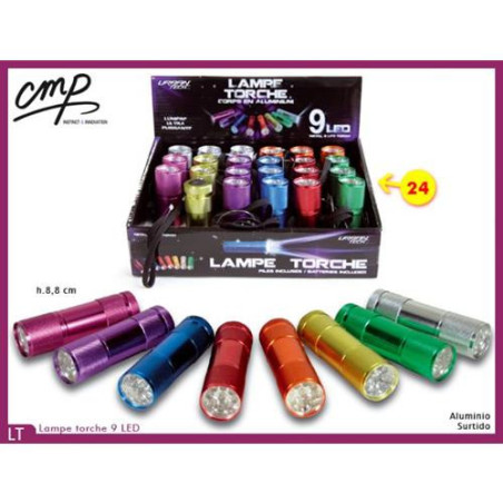 LINTERNA 9 LED 8.8 CM. SURTIDOS