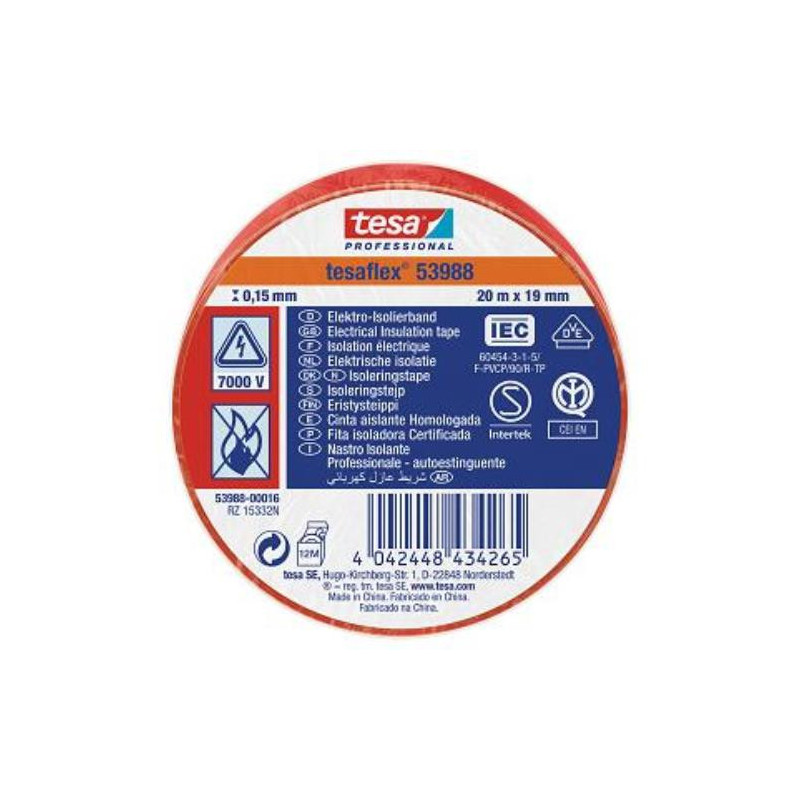 CINTA AISLANTE 20X19 ROJA 53988-16
