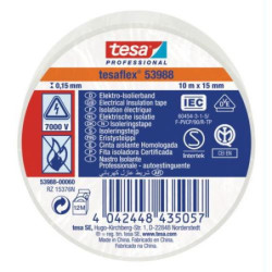 CINTA AISLANTE PROFESIONAL 10 M X 15 MM BLANCO