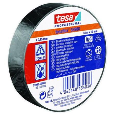CINTA AISLANTE PROFESIONAL 33 M X 19 MM NEGRO