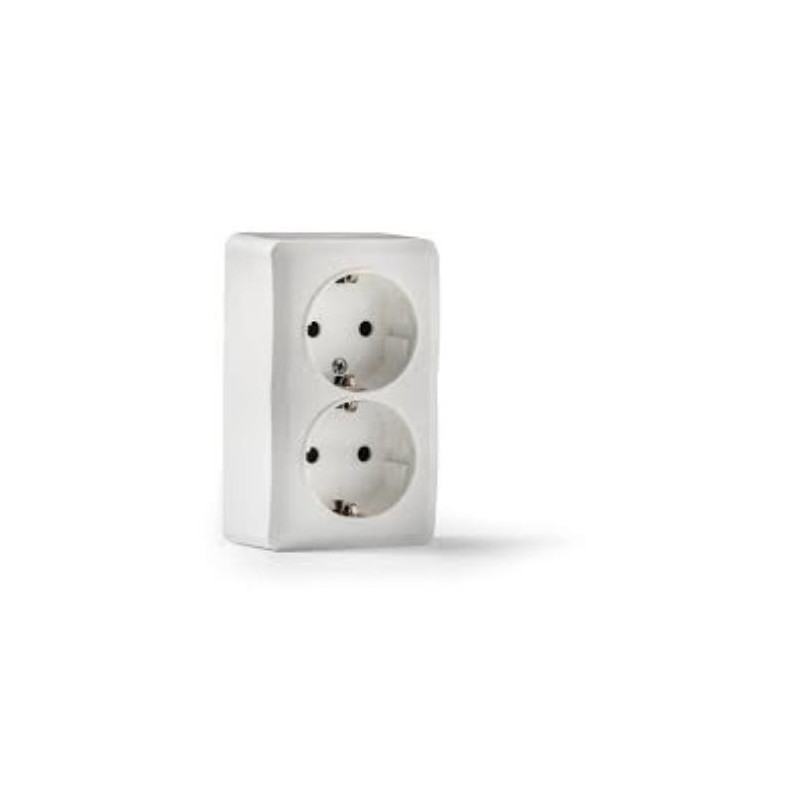 DOBLE BASE TT LATERAL SUPERFICIE BLANCA 16A-250V DOBLE BASE TT LATERAL SUPERFICIE BLANCA 16A-250V