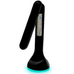LAMPARA LED RECARGABLE CON RELOJ 4W. NEGRA 23942