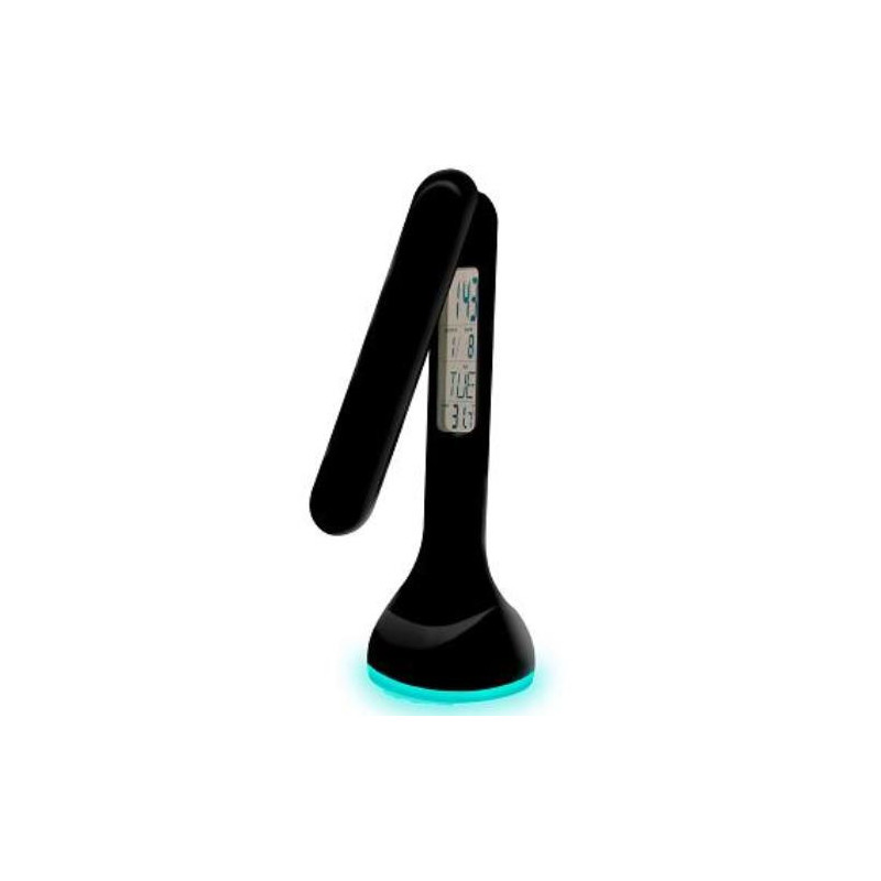 LAMPARA LED RECARGABLE CON RELOJ 4W. NEGRA 23942 LAMPARA LED RECARGABLE CON RELOJ 4W. NEGRA 23942