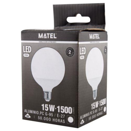 BOMBILLA LED GLOBO G95 E27 15 WATIOS FRIA 21943