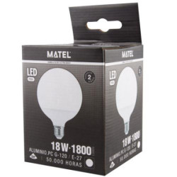 BOMBILLA LED GLOBO G120 E27 18 WATIOS FRIA 21945