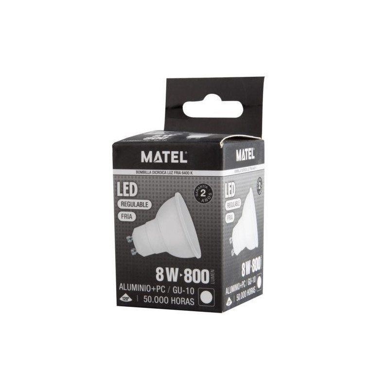 BOMBILLA LED DICROICA 120 REGUL.GU10 8W FRIA
