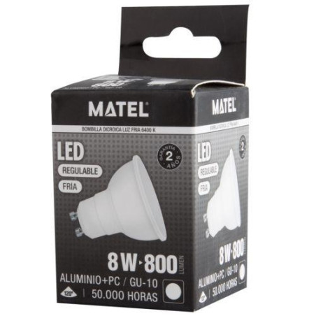 BOMBILLA LED DICROICA 120 REGUL.GU10 8W FRIA