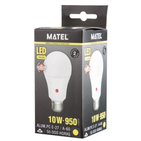 BOMBILLA LED ESTANDAR SENSOR MOVIMIENTO 10W CALIDA