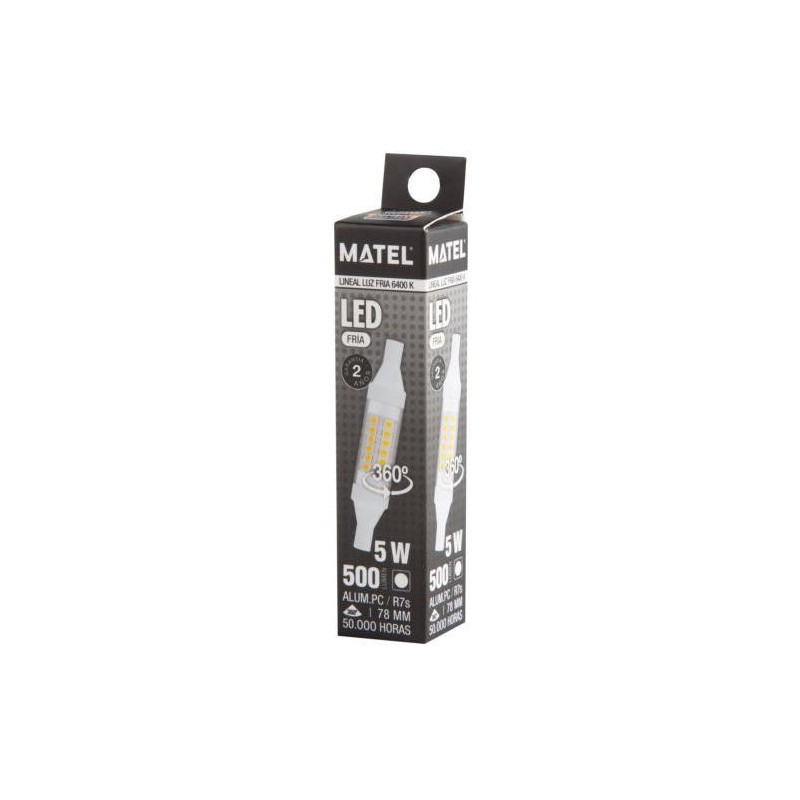 BOMBILLA LED LINEAL 78MM R7S 5 WATIOS 360 FRIA