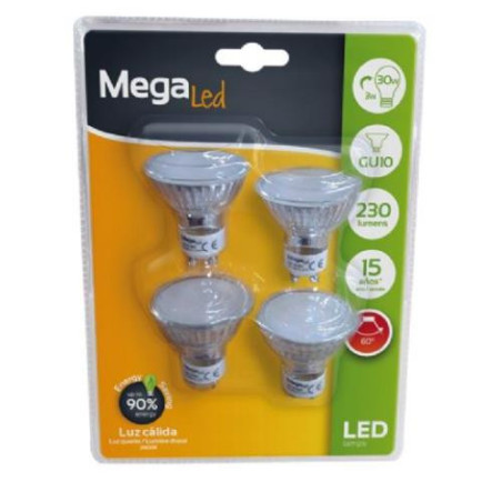 BOMBILLA GU10 GLASS 3 W. 230LUMEN (PACK-4)