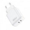 CARGADOR DOBLE USB TIPO C 20W + 20W BLANCO