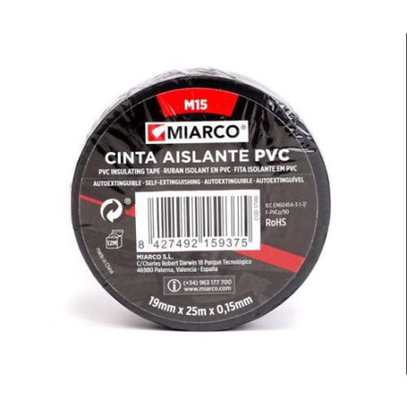 CINTA AISLANTE PVC M15 19X25 NEGRO 17146