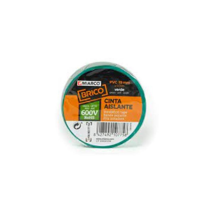 CINTA AISLANTE BRICO 19MMX20M VERDE  10785 CINTA AISLANTE BRICO 19MMX20M VERDE  10785