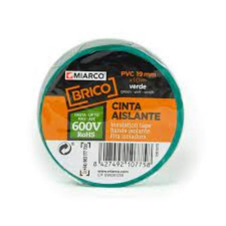 CINTA AISLANTE BRICO 19MMX20M VERDE  10785 CINTA AISLANTE BRICO 19MMX20M VERDE  10785