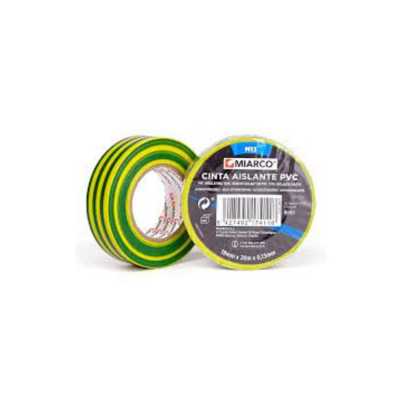 CINTA AISLANTE BRICO 19MMX20M VERDE/AMARILLA 10787 CINTA AISLANTE BRICO 19MMX20M VERDE/AMARILLA 10787