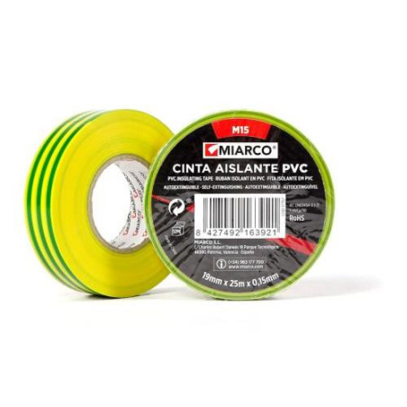 CINTA PVC MIARCO TOMA TIERRA M15 19MMX25M 17757 CINTA PVC MIARCO TOMA TIERRA M15 19MMX25M 17757