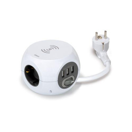 BASE COMBI BALL 3 TOMAS + 3 USB + CARGA INDUCTIVA