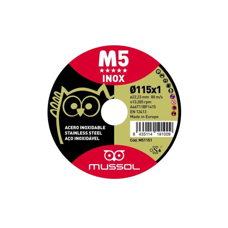 DISCO M5 CORTE EXTRAFINO INOX T41 115X1 22.23