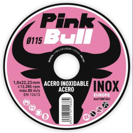 DISCO CORTE EXTRAF. INOX. PINK BULL 115 MM. PB1151