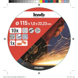 LATA DE 10 DISCOS CORTE INOX 115X1MM KWB