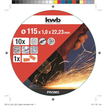 LATA DE 10 DISCOS CORTE INOX 115X1MM KWB