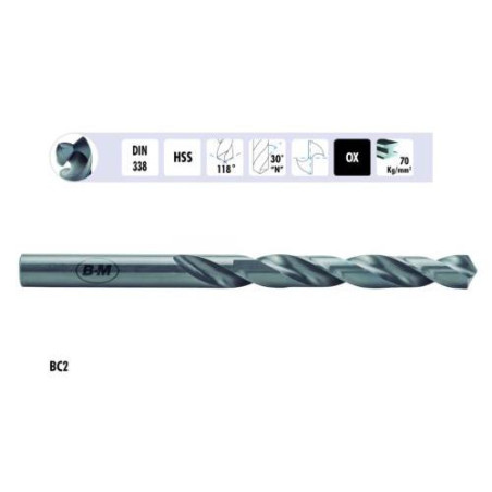 BROCA DIN-338 HSS RECTIFICADA Ø 02,00MM